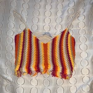 Multi-Color Crochet Crop Top